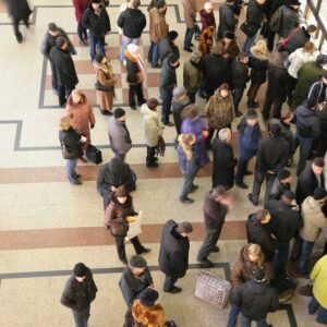 guests in a queue at visitor attraction